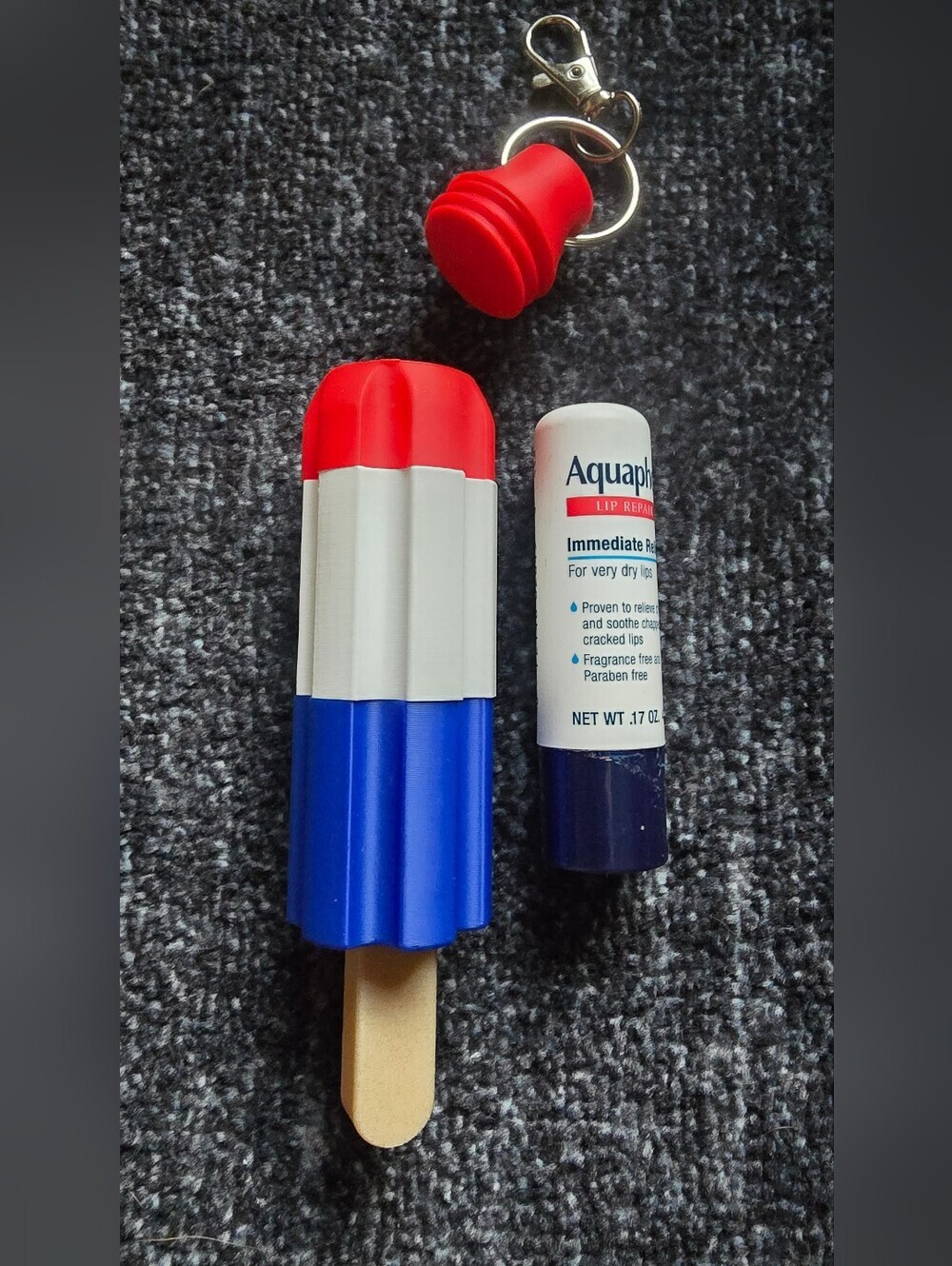 3D Printed Patriotic Chapstick Holder Keychain 4th of July Lip Balm Clip On USA - Picture 3 of 4